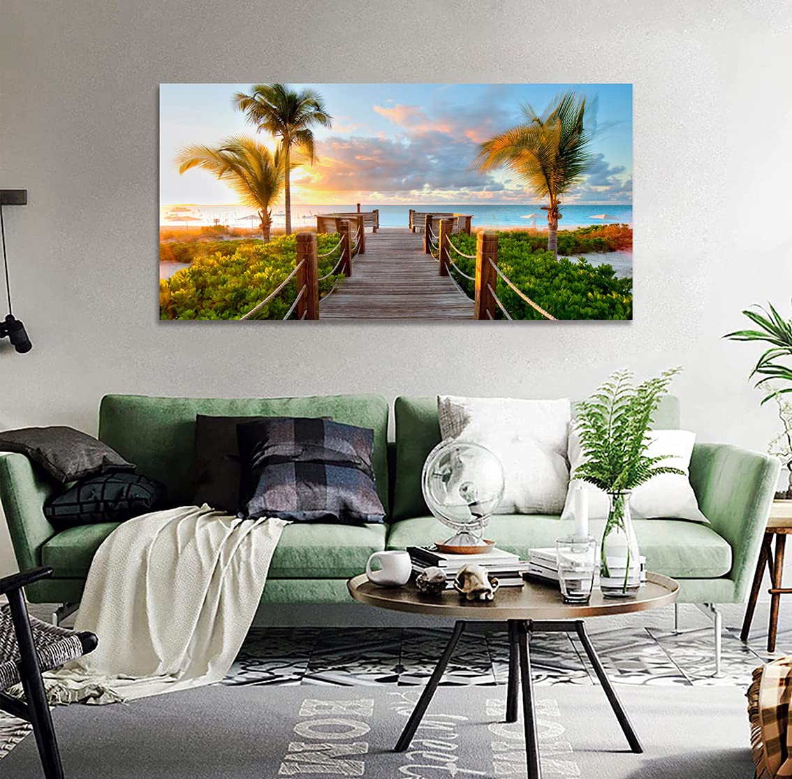 Amazon.co.jp: ポスター アートパネル ヤシ 絵画 海 ハワイ 風景画